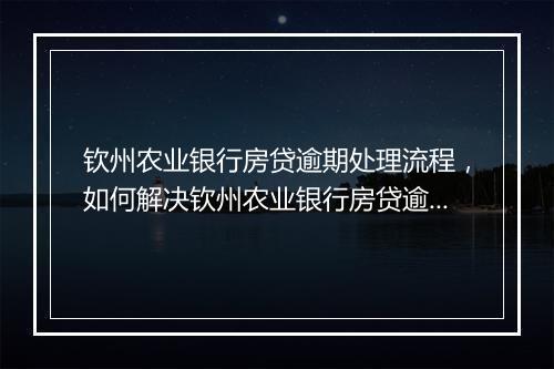 钦州农业银行房贷逾期处理流程，如何解决钦州农业银行房贷逾期问题