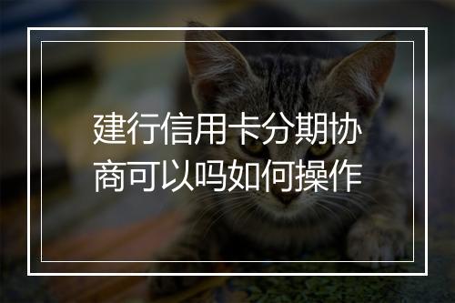 建行信用卡分期协商可以吗如何操作