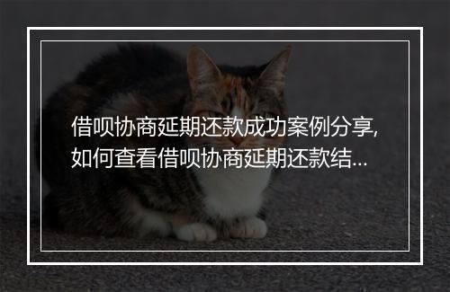 借呗协商延期还款成功案例分享,如何查看借呗协商延期还款结果