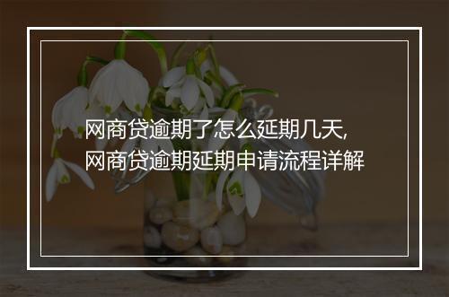 网商贷逾期了怎么延期几天,网商贷逾期延期申请流程详解