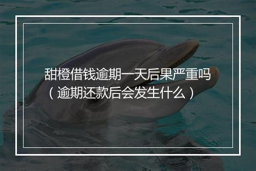 甜橙借钱逾期一天后果严重吗（逾期还款后会发生什么）