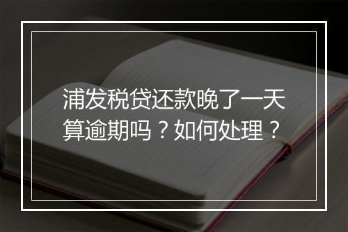 浦发税贷还款晚了一天算逾期吗？如何处理？