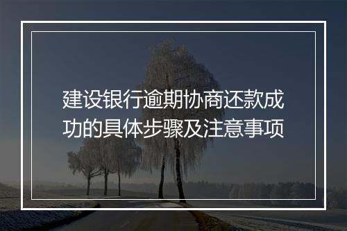 建设银行逾期协商还款成功的具体步骤及注意事项