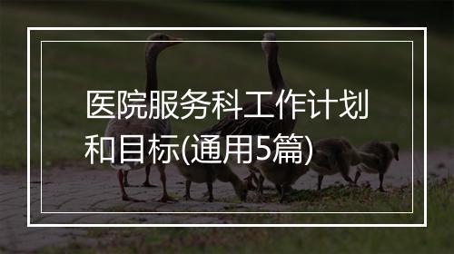 医院服务科工作计划和目标(通用5篇)
