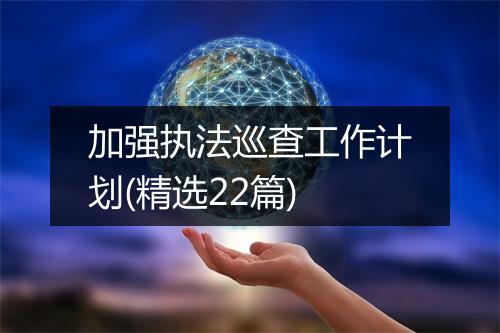 加强执法巡查工作计划(精选22篇)
