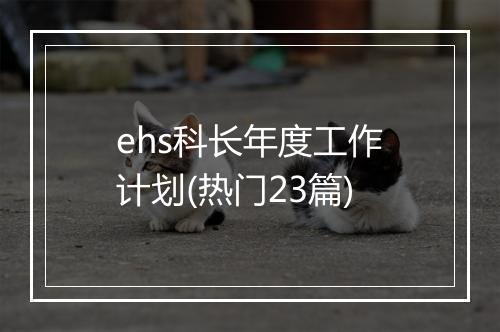ehs科长年度工作计划(热门23篇)