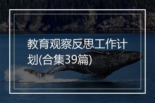教育观察反思工作计划(合集39篇)