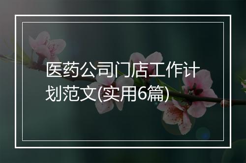 医药公司门店工作计划范文(实用6篇)