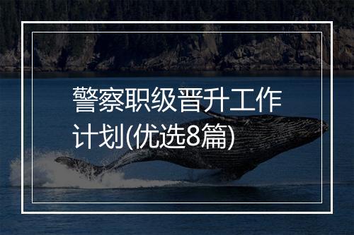 警察职级晋升工作计划(优选8篇)