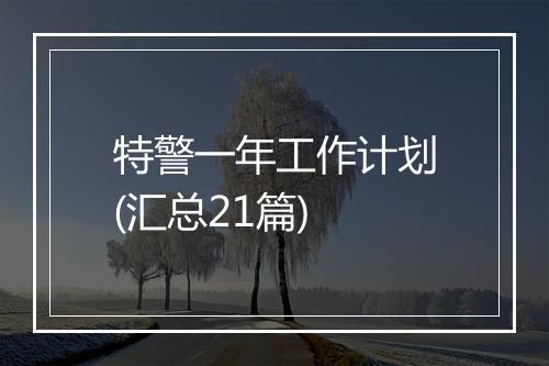 特警一年工作计划(汇总21篇)