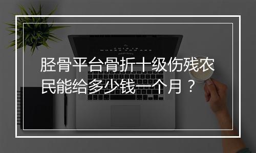 胫骨平台骨折十级伤残农民能给多少钱一个月？