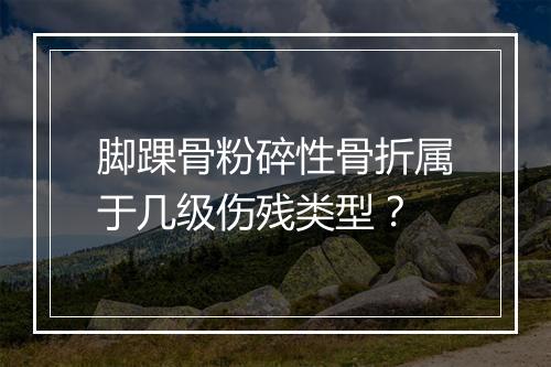 脚踝骨粉碎性骨折属于几级伤残类型？
