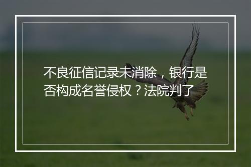 不良征信记录未消除，银行是否构成名誉侵权？法院判了
