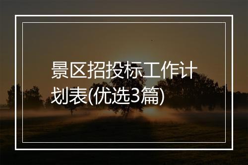 景区招投标工作计划表(优选3篇)