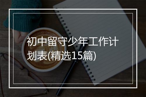 初中留守少年工作计划表(精选15篇)
