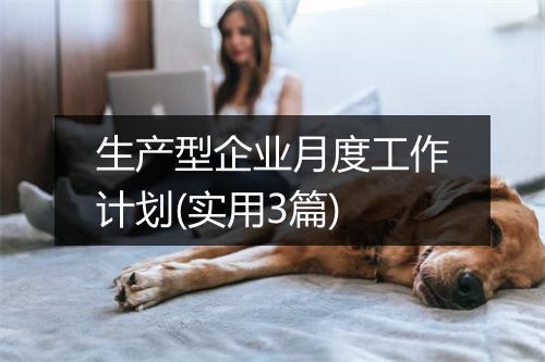 生产型企业月度工作计划(实用3篇)