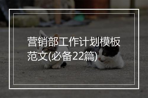 营销部工作计划模板范文(必备22篇)