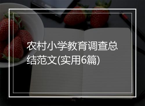 农村小学教育调查总结范文(实用6篇)