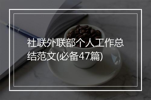 社联外联部个人工作总结范文(必备47篇)