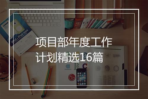 项目部年度工作计划精选16篇