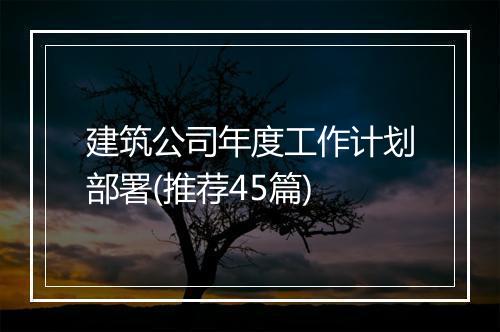 建筑公司年度工作计划部署(推荐45篇)