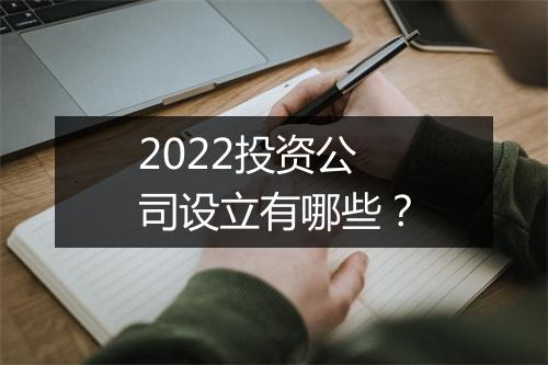 2022投资公司设立有哪些？