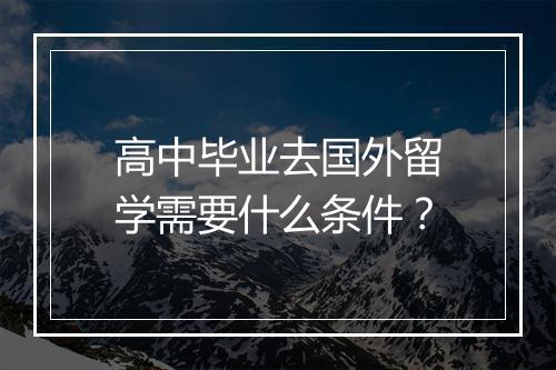 高中毕业去国外留学需要什么条件？