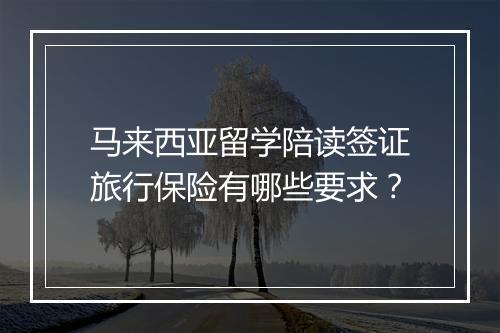 马来西亚留学陪读签证旅行保险有哪些要求？