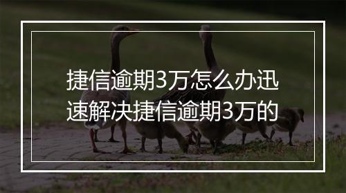 捷信逾期3万怎么办迅速解决捷信逾期3万的