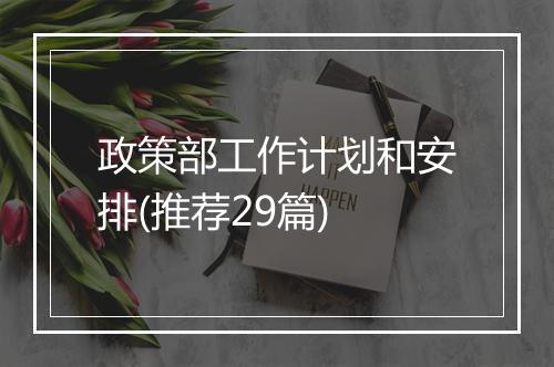 政策部工作计划和安排(推荐29篇)
