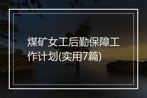 煤矿女工后勤保障工作计划(实用7篇)