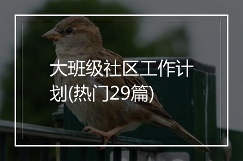 大班级社区工作计划(热门29篇)