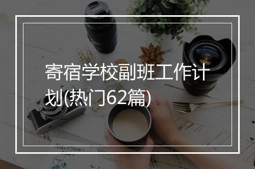 寄宿学校副班工作计划(热门62篇)