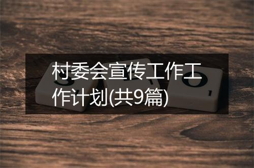 村委会宣传工作工作计划(共9篇)