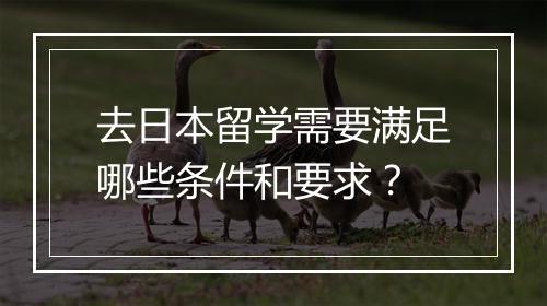 去日本留学需要满足哪些条件和要求？