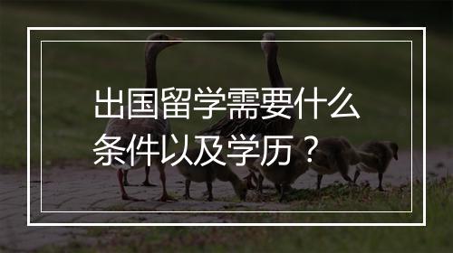 出国留学需要什么条件以及学历？