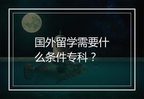 国外留学需要什么条件专科？