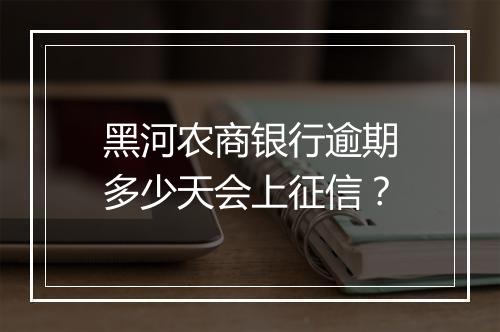 黑河农商银行逾期多少天会上征信？