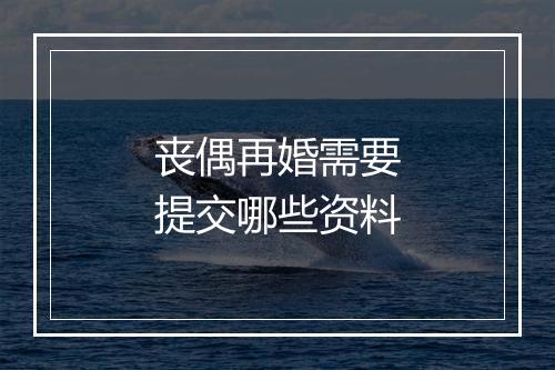 丧偶再婚需要提交哪些资料