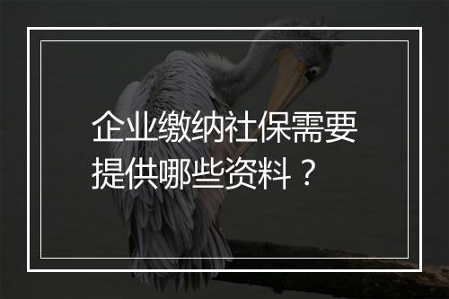 企业缴纳社保需要提供哪些资料？