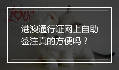 港澳通行证网上自助签注真的方便吗？