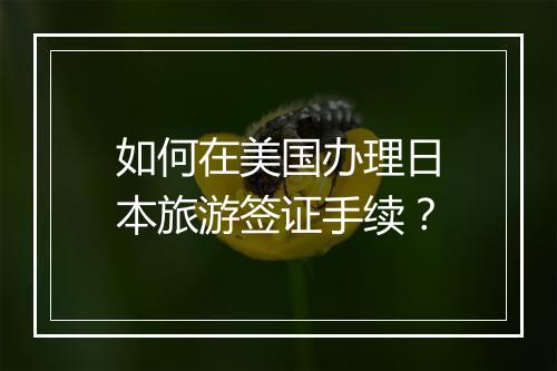 如何在美国办理日本旅游签证手续？