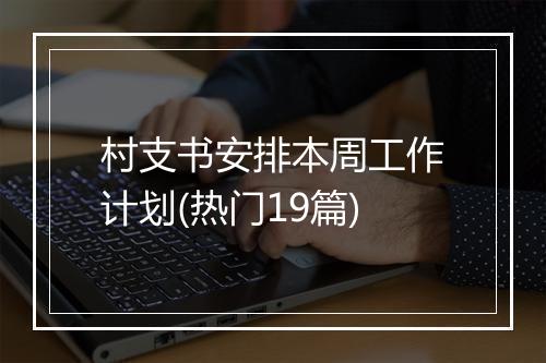 村支书安排本周工作计划(热门19篇)