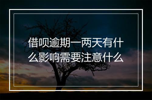 借呗逾期一两天有什么影响需要注意什么