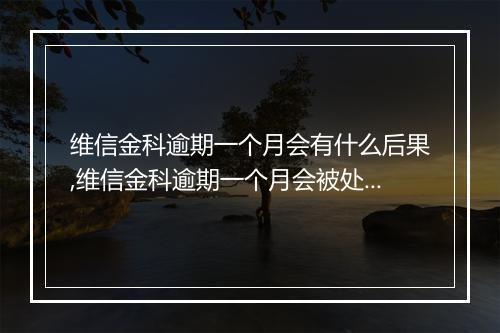 维信金科逾期一个月会有什么后果,维信金科逾期一个月会被处罚吗
