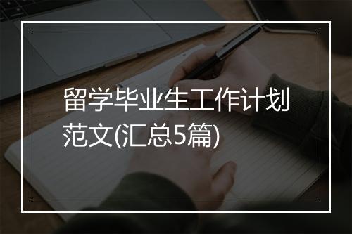 留学毕业生工作计划范文(汇总5篇)