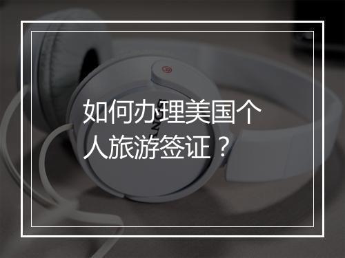 如何办理美国个人旅游签证？