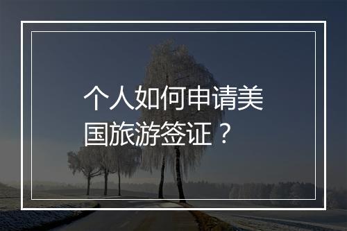 个人如何申请美国旅游签证？