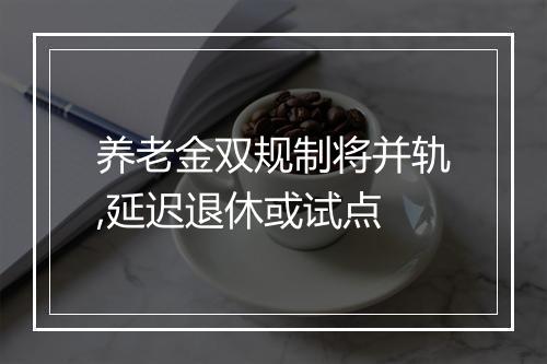养老金双规制将并轨,延迟退休或试点