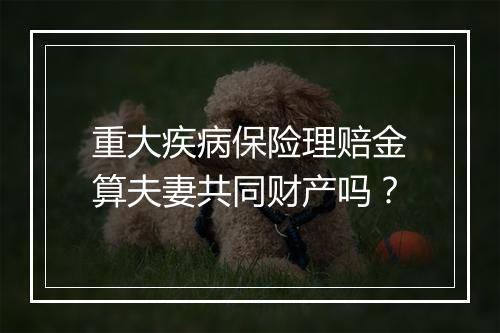重大疾病保险理赔金算夫妻共同财产吗？